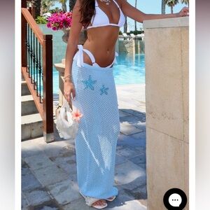 White Fox Boutique Ocean Starlet Maxi Skirt Baby Blue